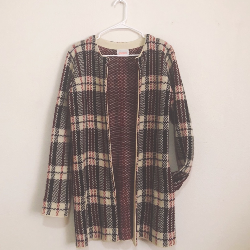 Flannel long cardigan